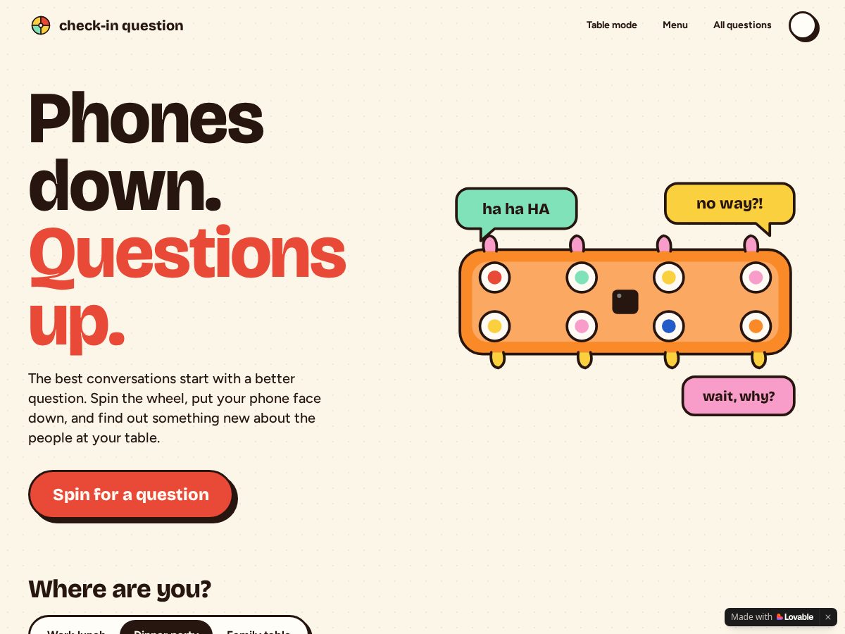Landing-page snapshot of checkinquestion.com