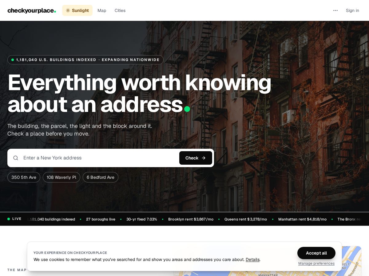 Landing-page snapshot of checkyourplace.com