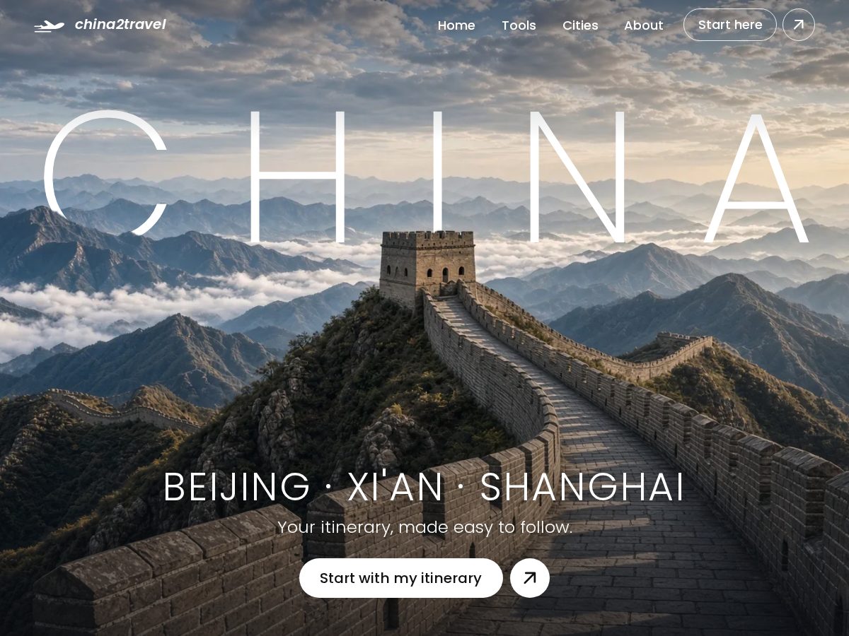 Landing-page snapshot of china2travel.com