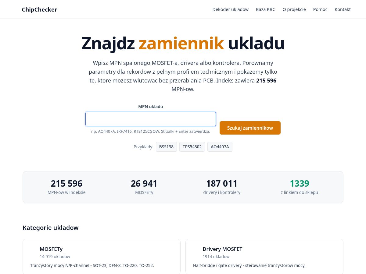 Landing-page snapshot of chip.compare