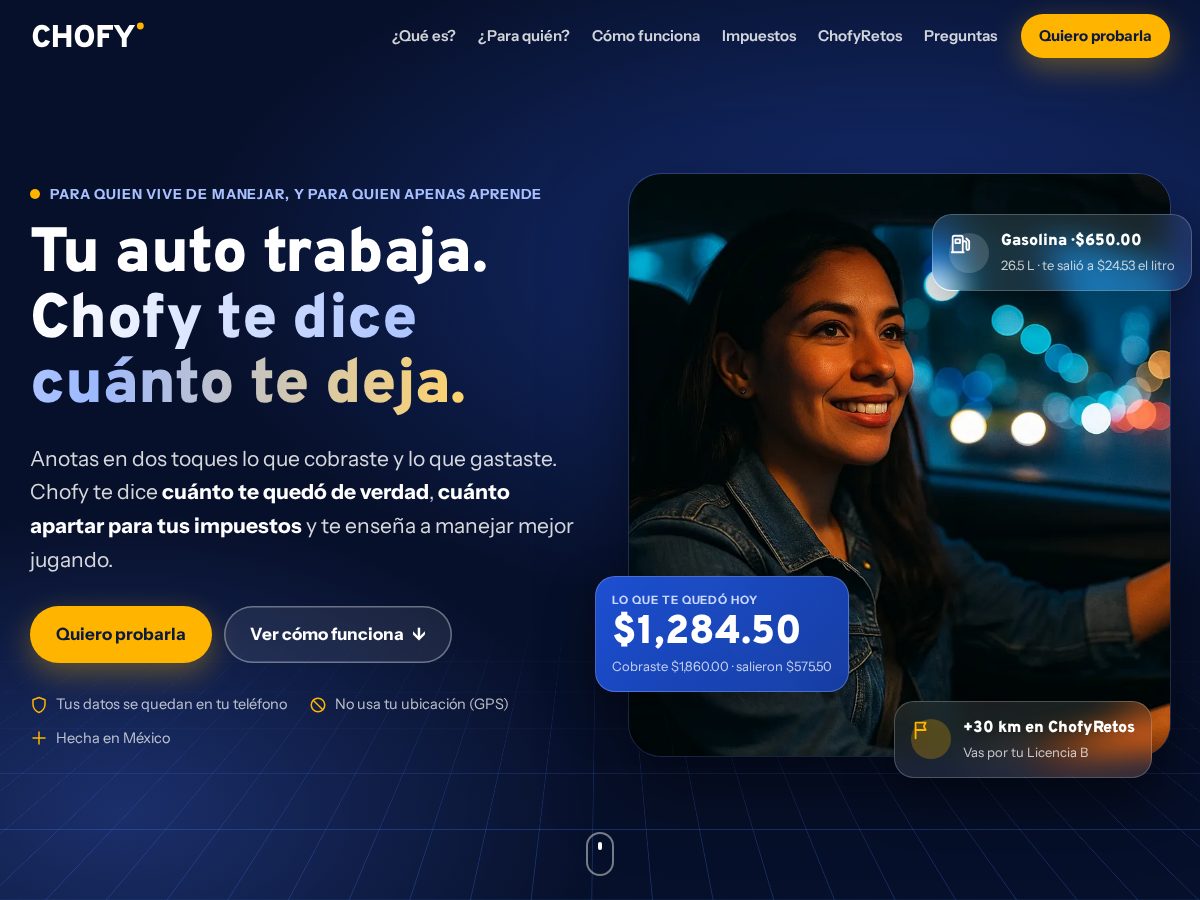 Landing-page snapshot of chofyride.com