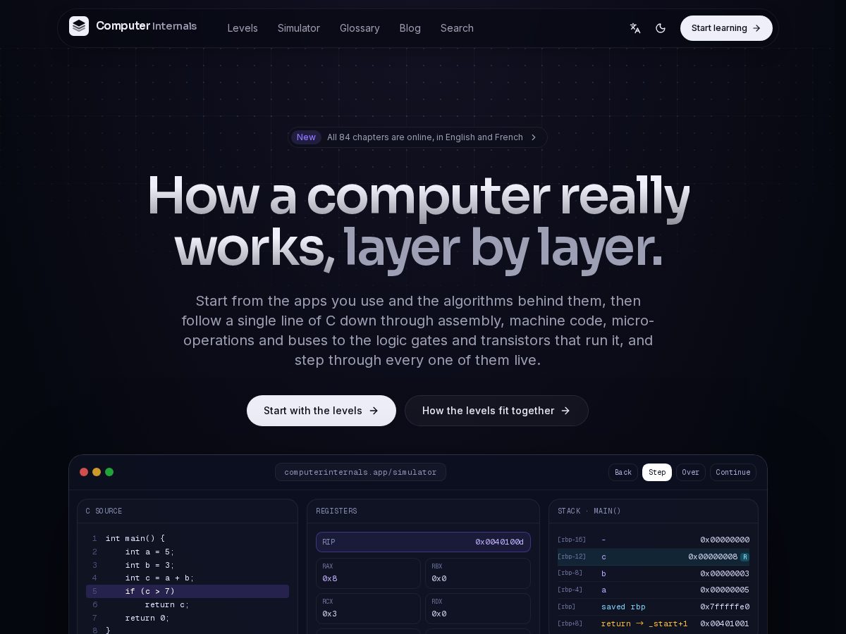 Landing-page snapshot of computerinternals.app