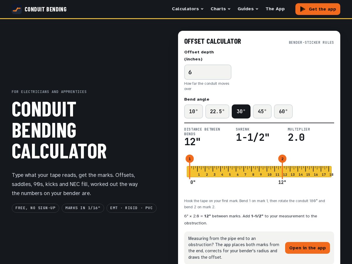 Landing-page snapshot of conduitbending.app