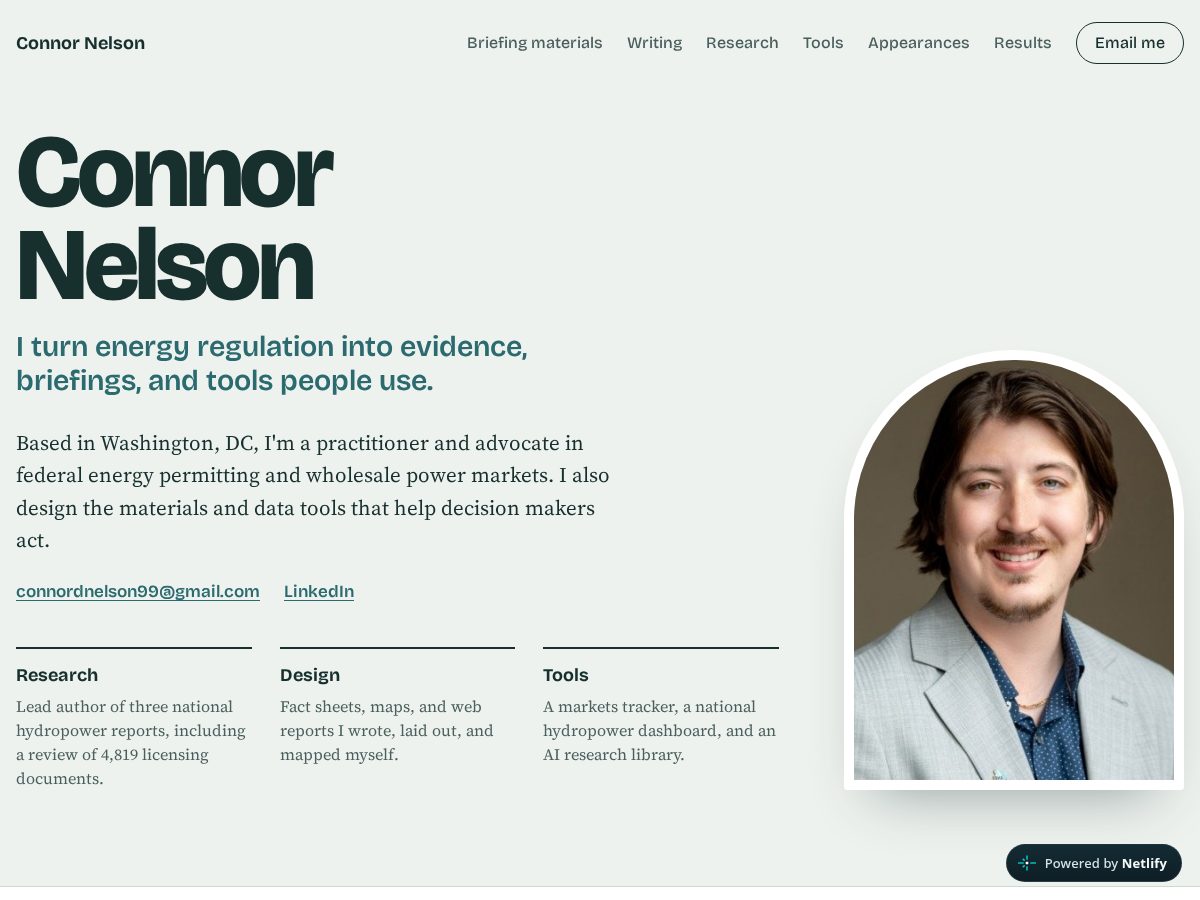 Landing-page snapshot of connordnelson99.com