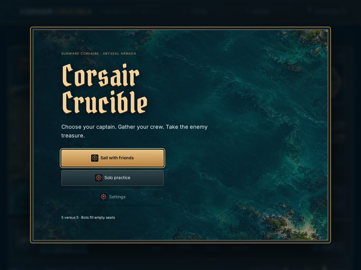 Landing-page snapshot of corsaircrucible.com