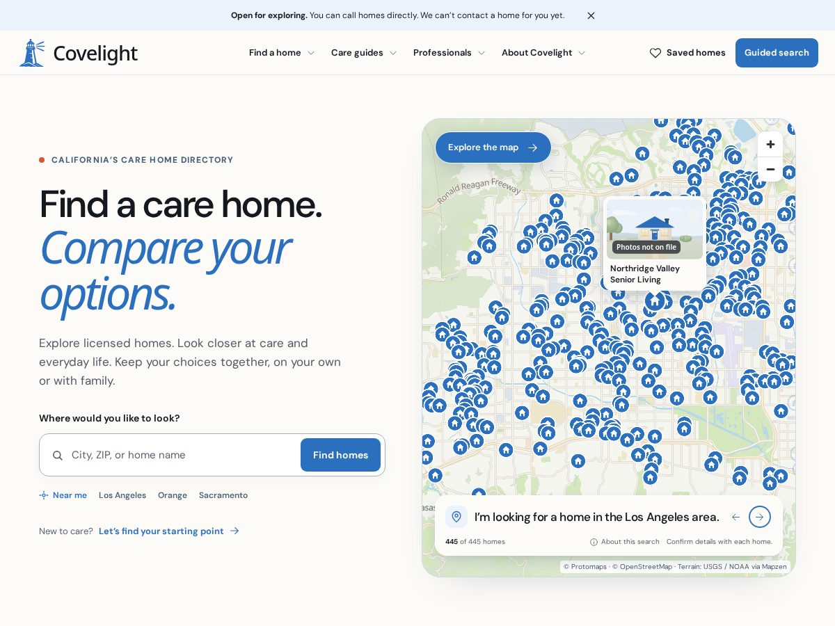 Landing-page snapshot of covelightguide.com