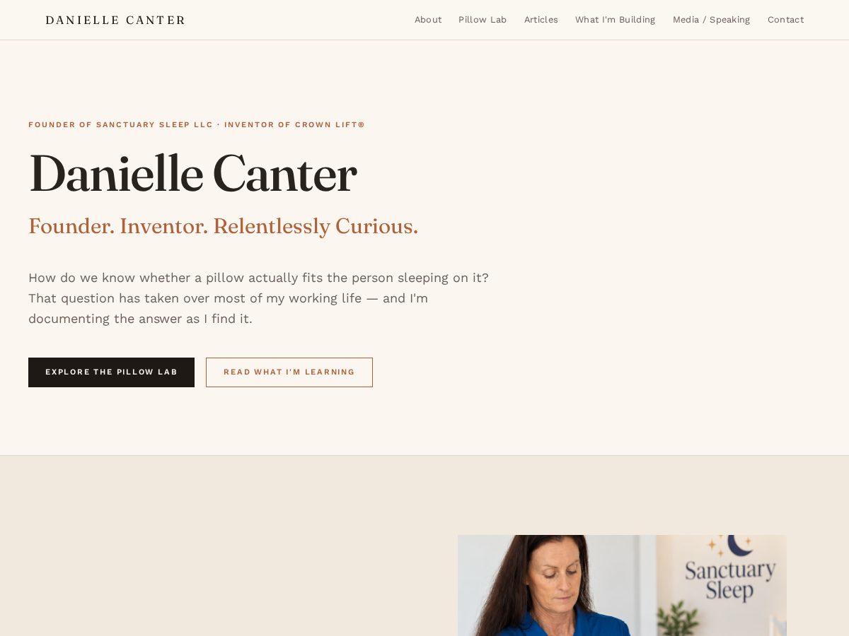 Landing-page snapshot of daniellecanter.com