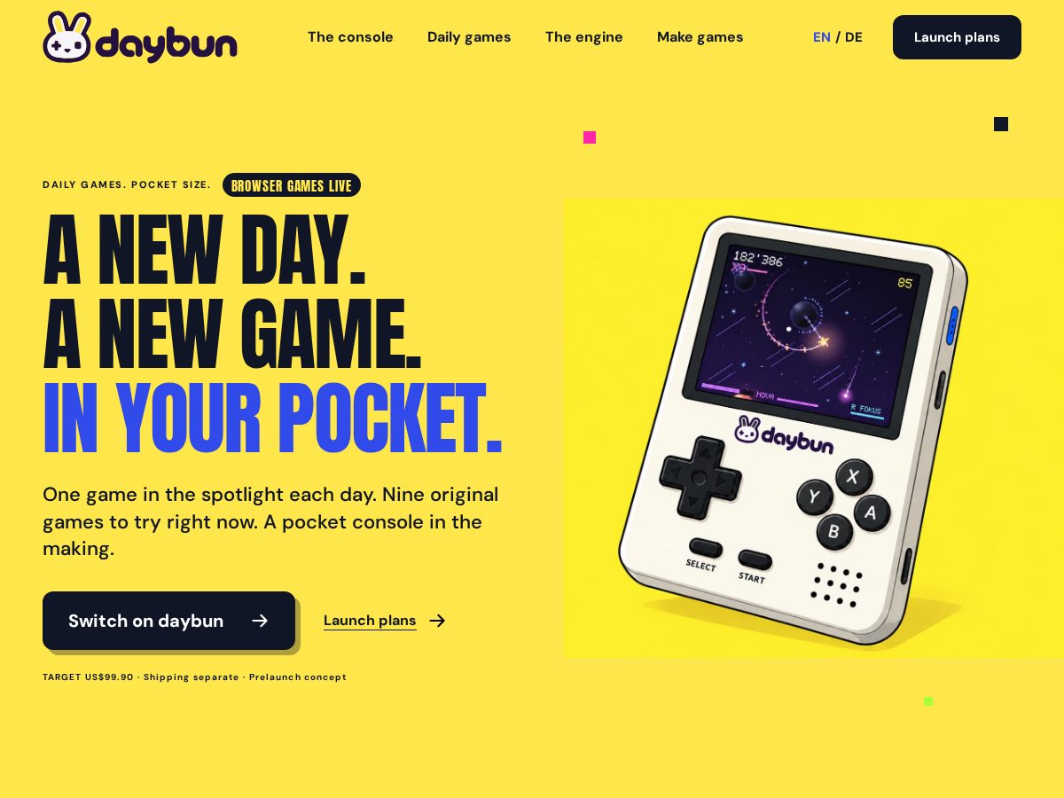 Landing-page snapshot of daybun.com
