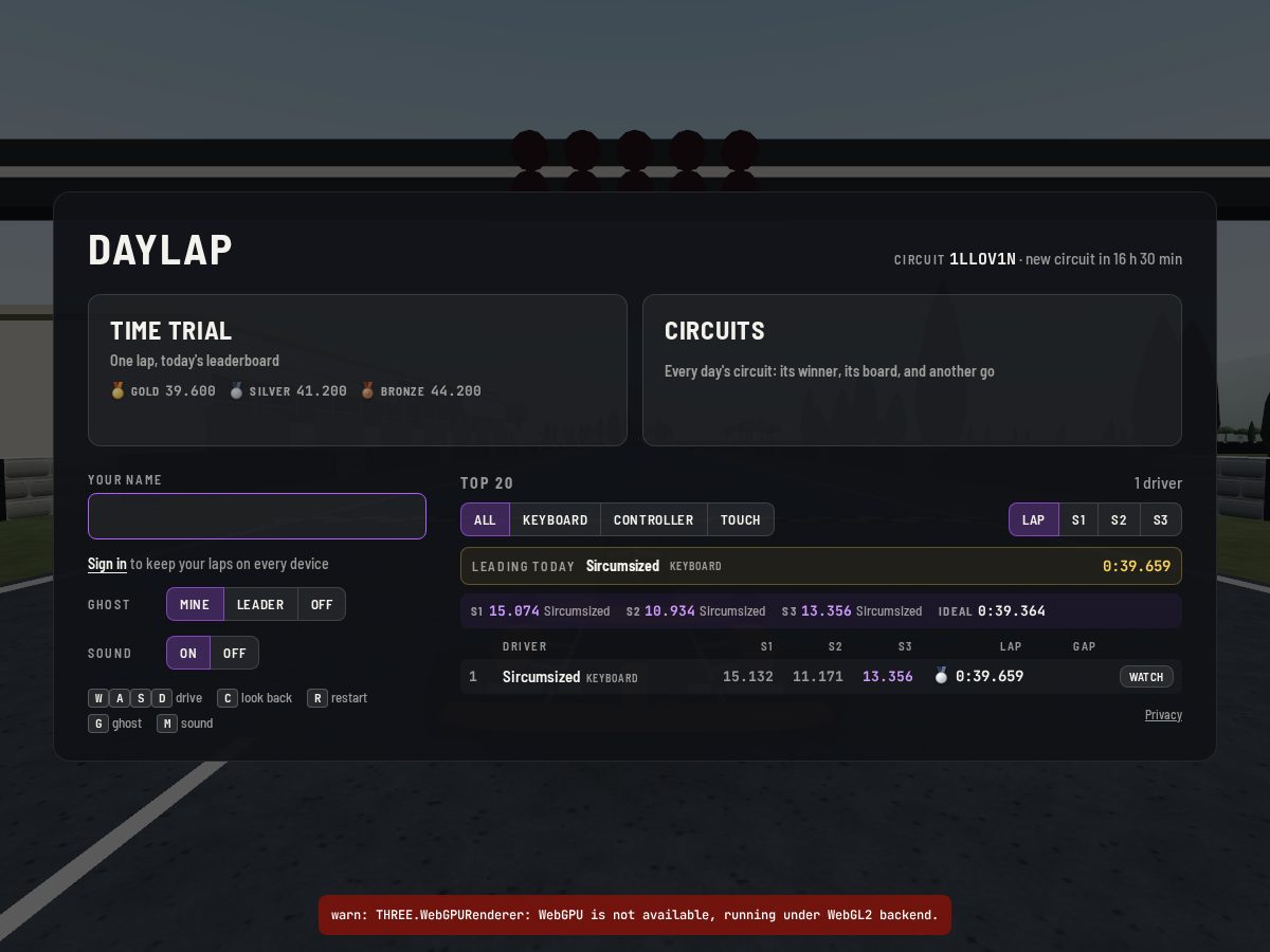 Landing-page snapshot of daylap.app