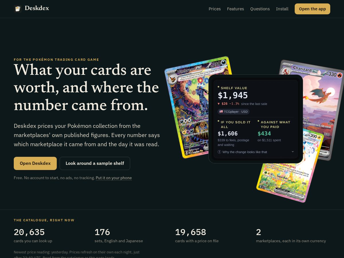 Landing-page snapshot of deskdex.app