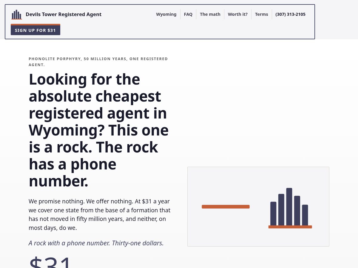 Landing-page snapshot of devilstowerregisteredagent.com