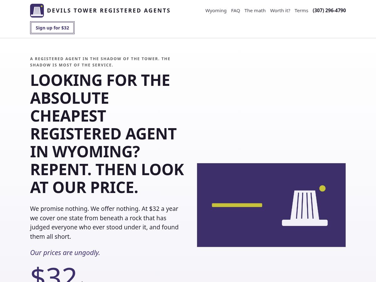 Landing-page snapshot of devilstowerregisteredagents.com