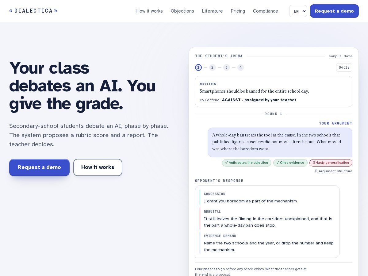 Landing-page snapshot of dialectica.education