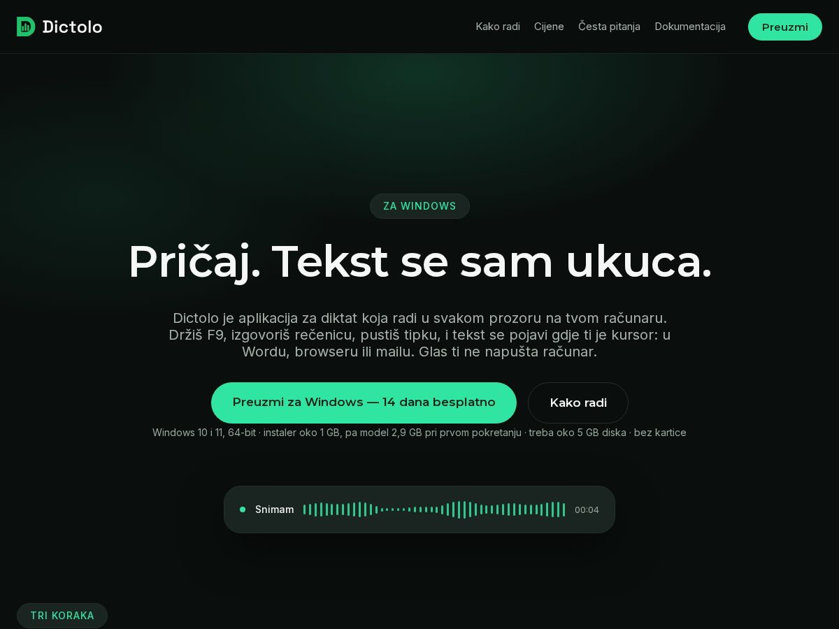 Landing-page snapshot of dictolo.com