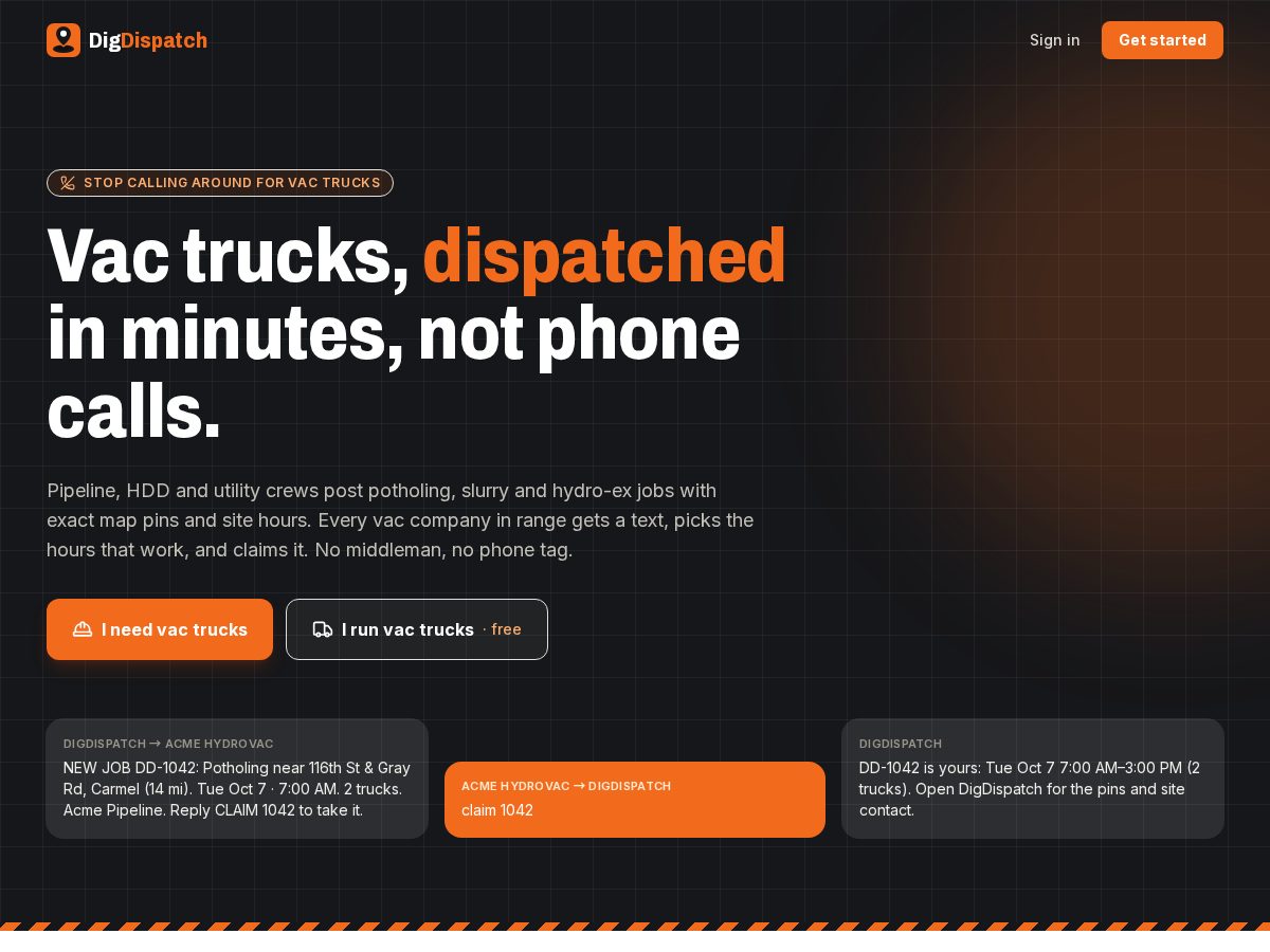 Landing-page snapshot of digdispatch.com