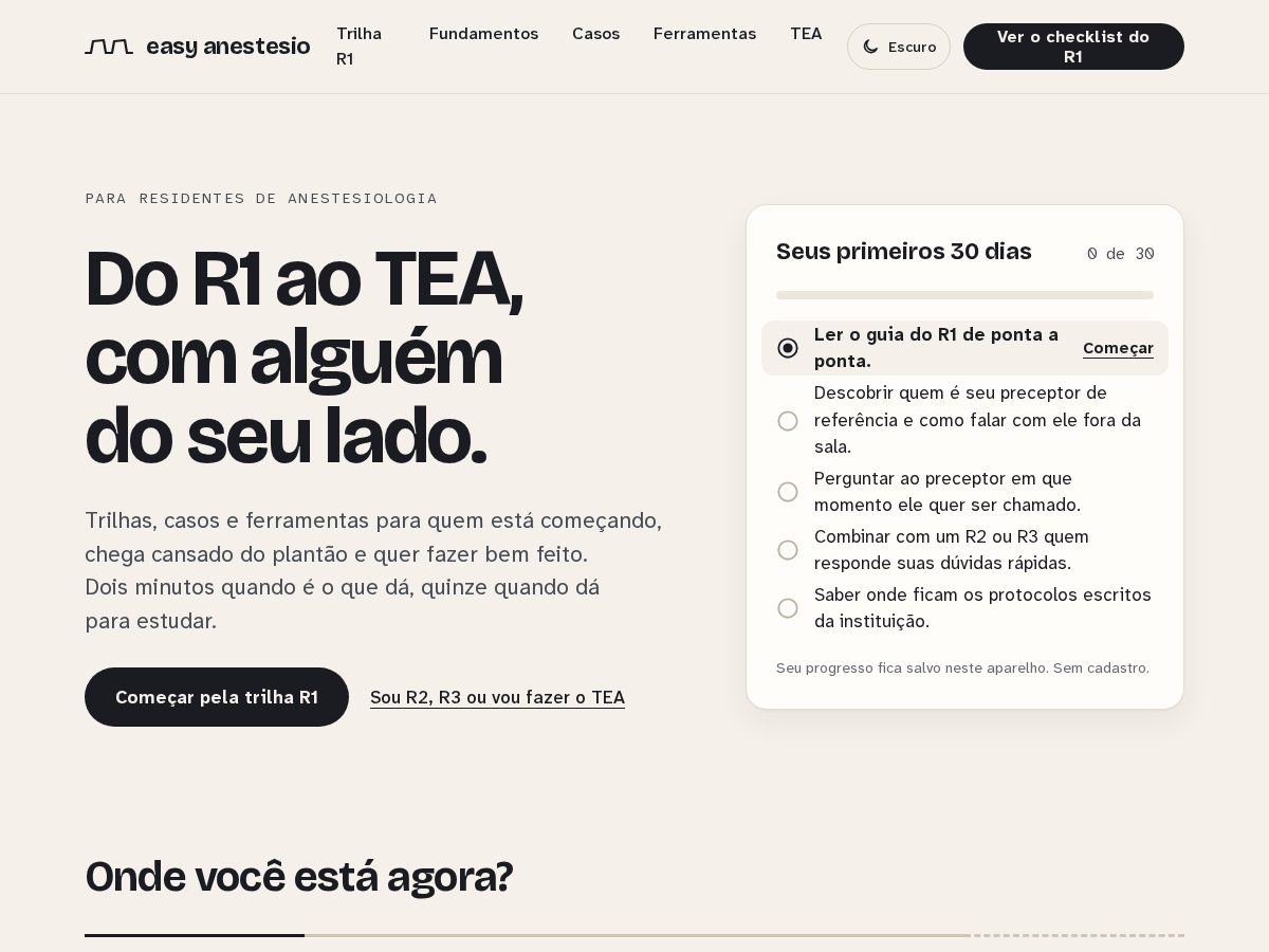 Landing-page snapshot of easyanestesio.com