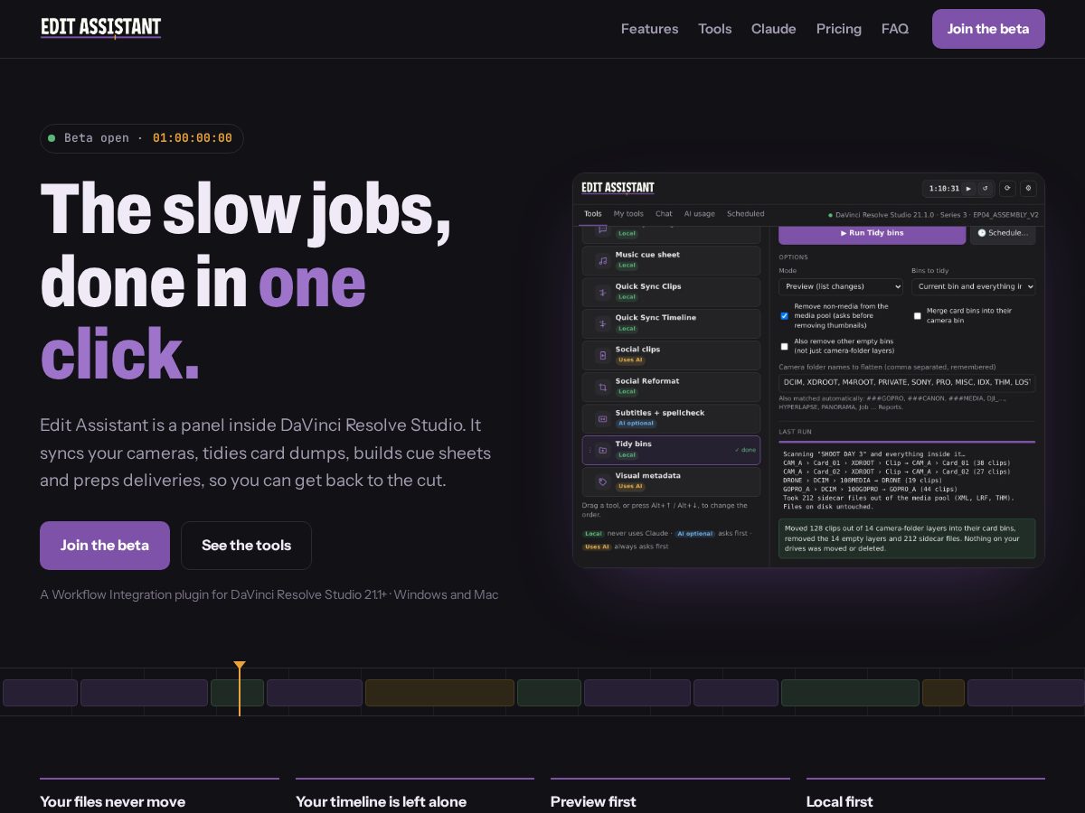 Landing-page snapshot of editassistant.app