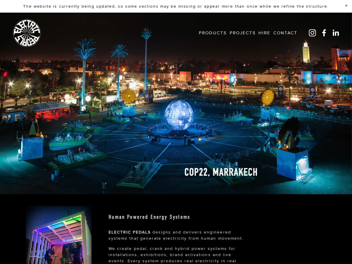 Landing-page snapshot of electricpedals.org