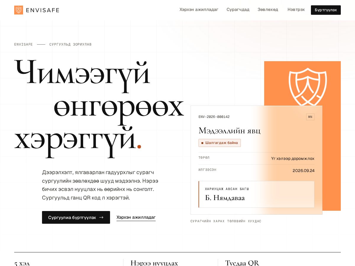 Landing-page snapshot of envisafe.help