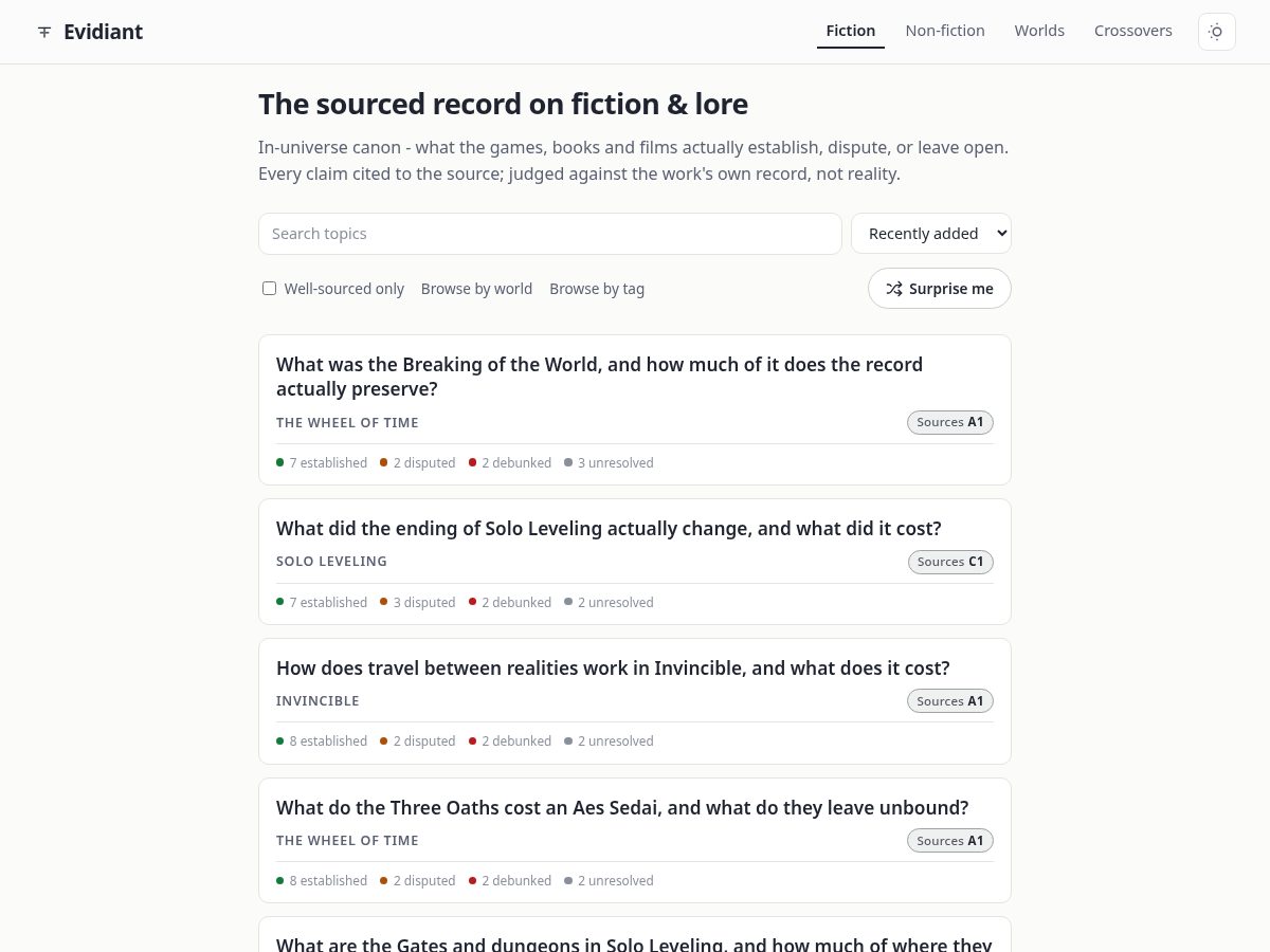 Landing-page snapshot of evidiant.com