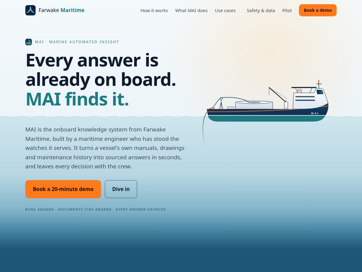 Landing-page snapshot of farwakemaritime.com