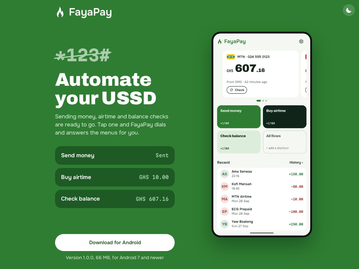 Landing-page snapshot of fayapay.com