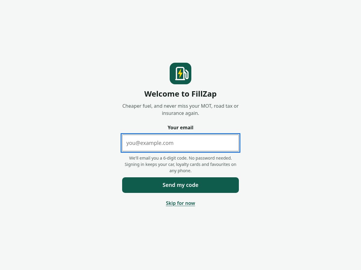 Landing-page snapshot of fillzap.com