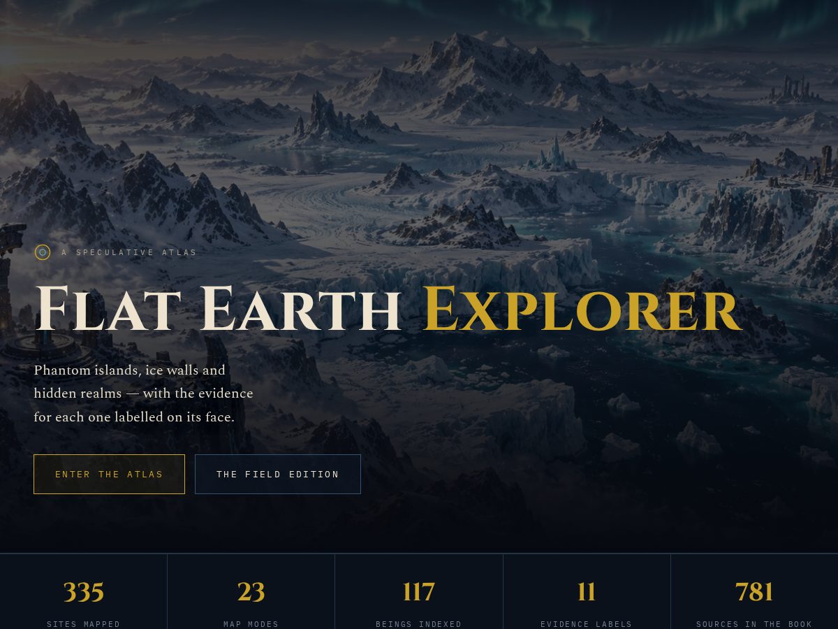 Landing-page snapshot of flatearthexplorer.com