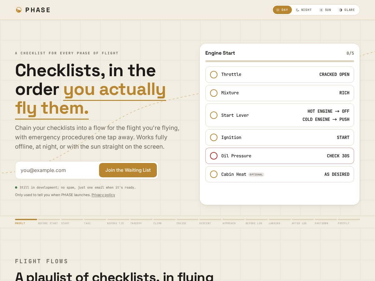 Landing-page snapshot of flywithphase.app