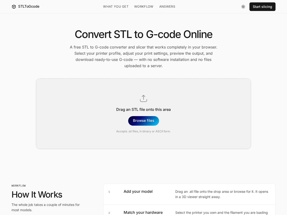 Landing-page snapshot of freestltogcode.com