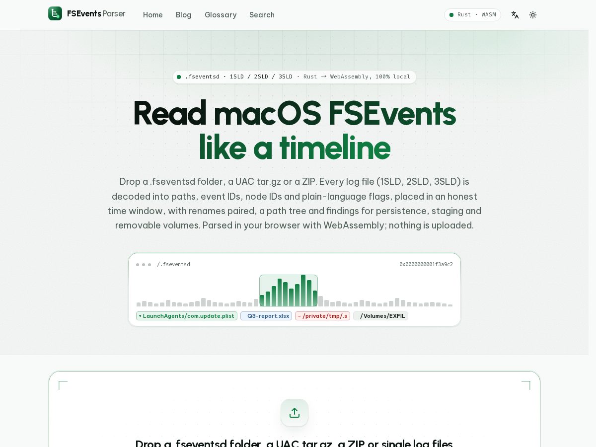 Landing-page snapshot of fseventsparser.com