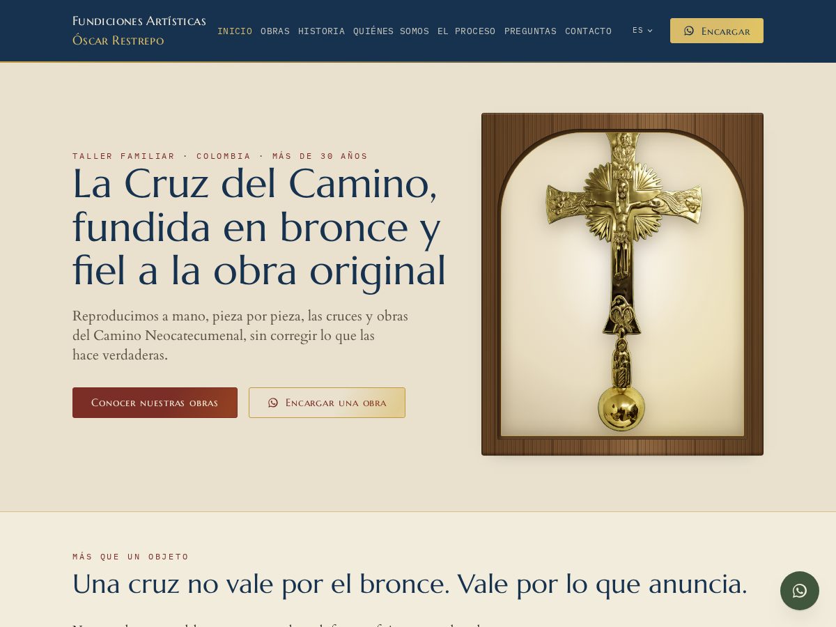 Landing-page snapshot of fundicionesartisticas.com