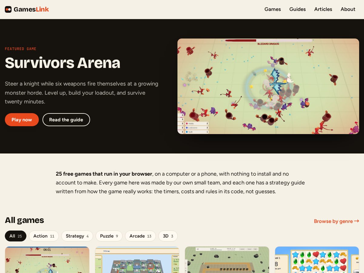 Landing-page snapshot of gameslink.online