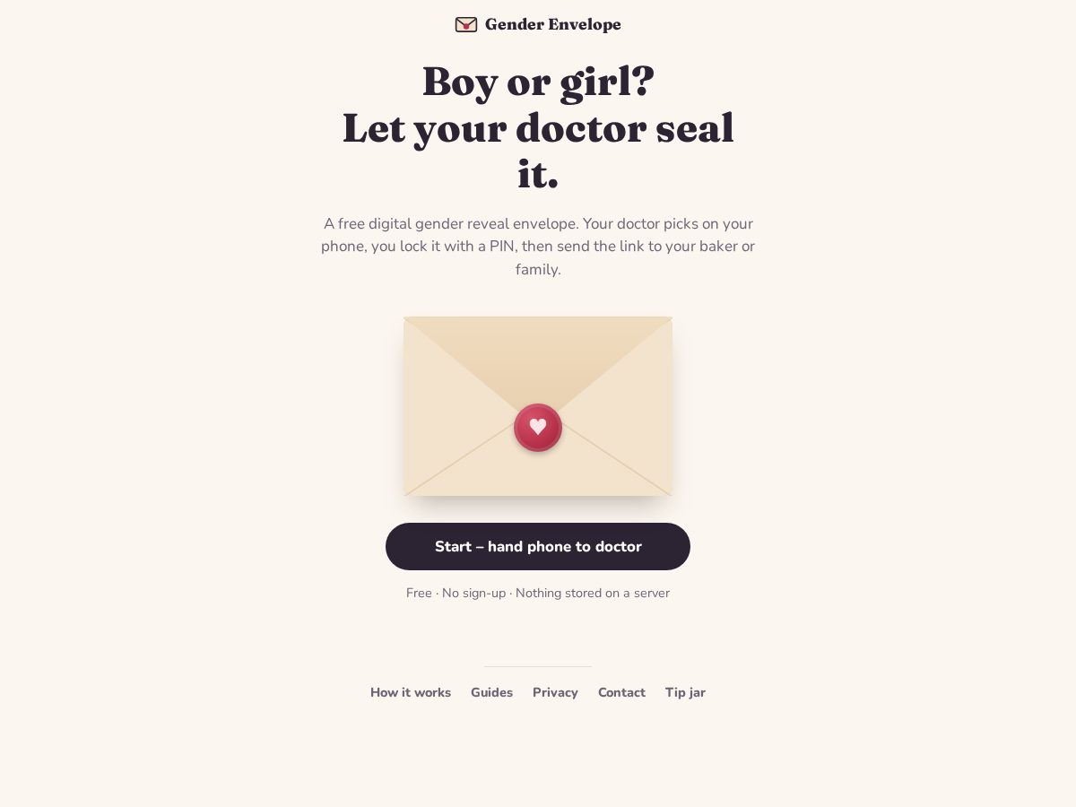 Landing-page snapshot of genderenvelope.com