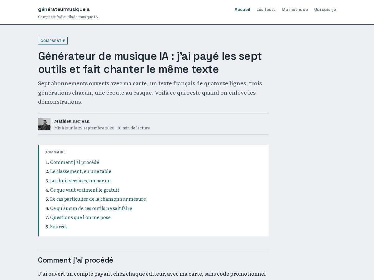 Landing-page snapshot of generateurmusiqueia.com