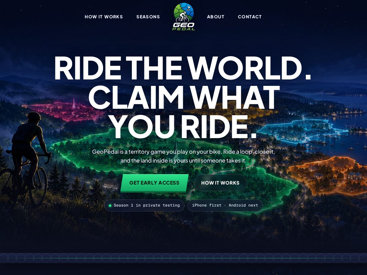 Landing-page snapshot of geopedal.app