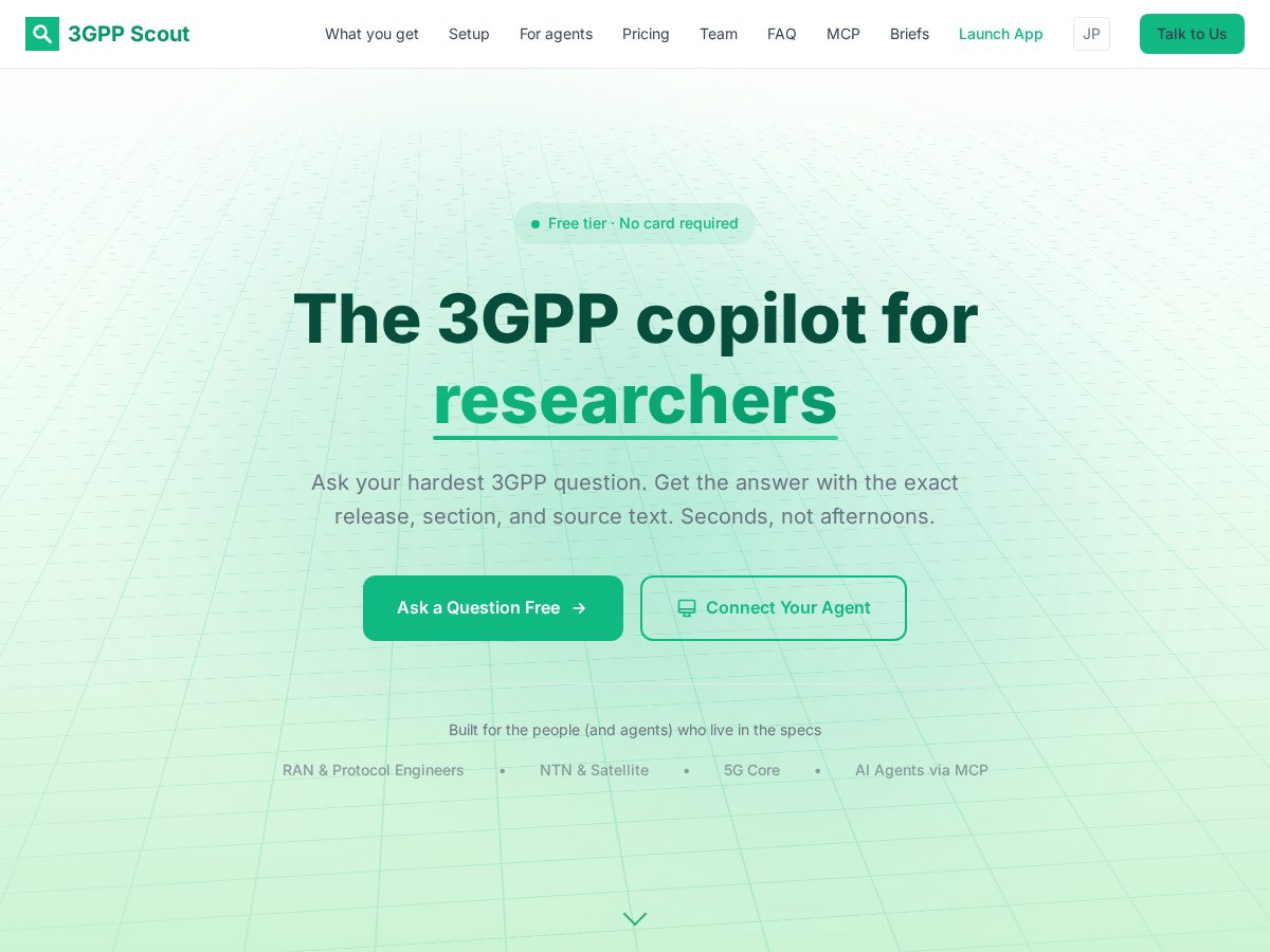 Landing-page snapshot of get3gppscout.com