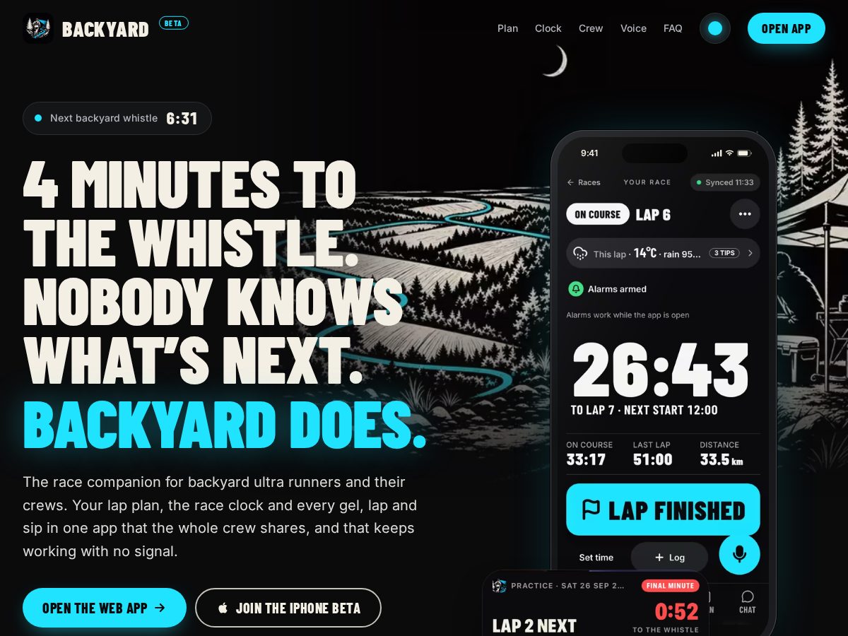 Landing-page snapshot of getbackyard.app