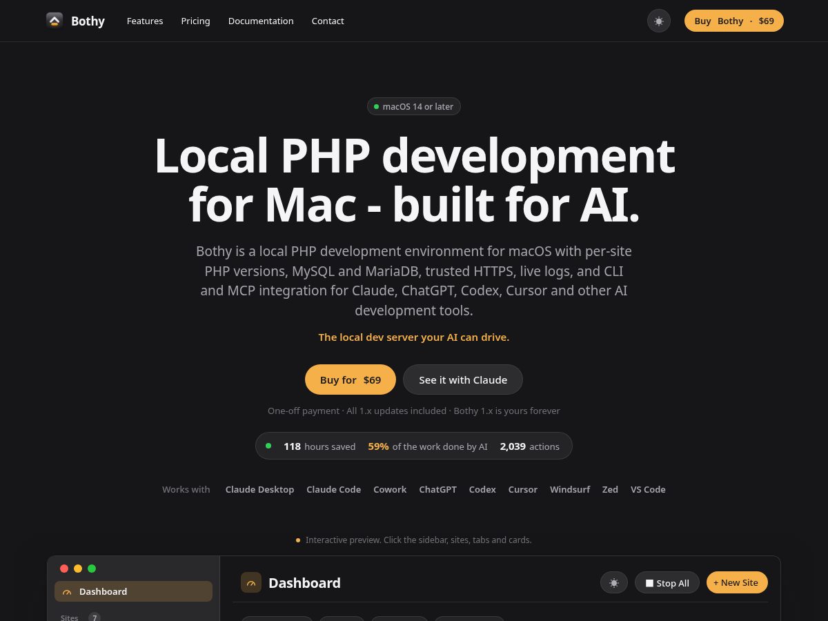 Landing-page snapshot of getbothy.app