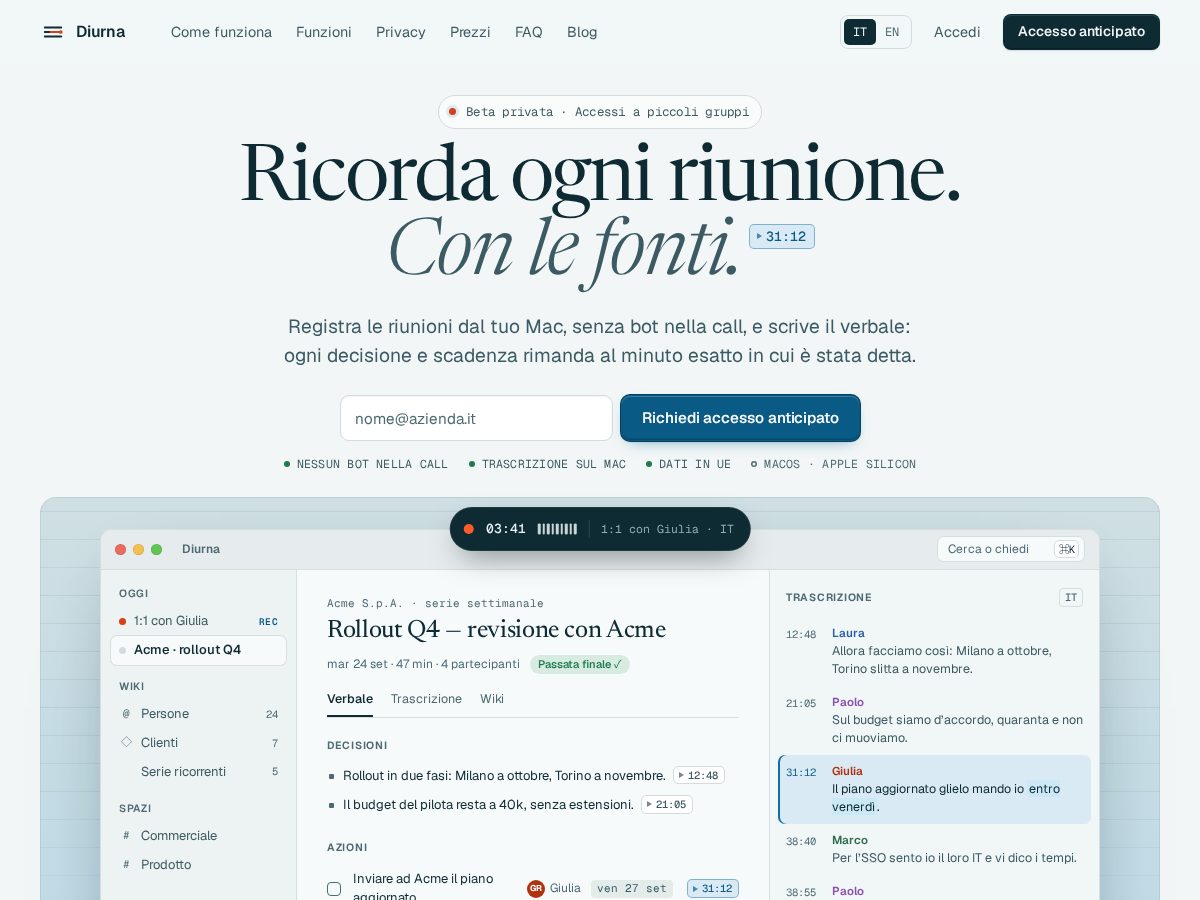 Landing-page snapshot of getdiurna.com