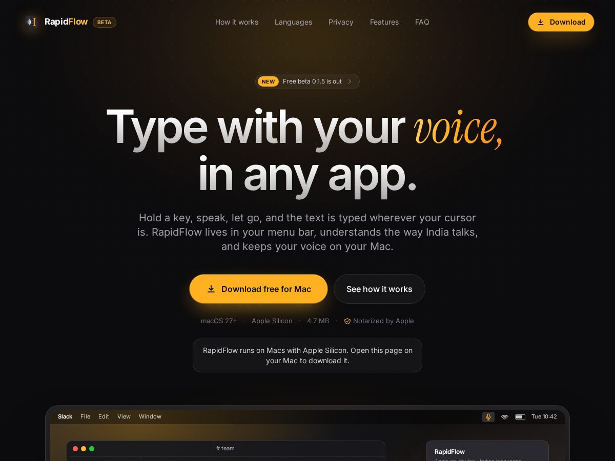 Landing-page snapshot of getrapidflow.com