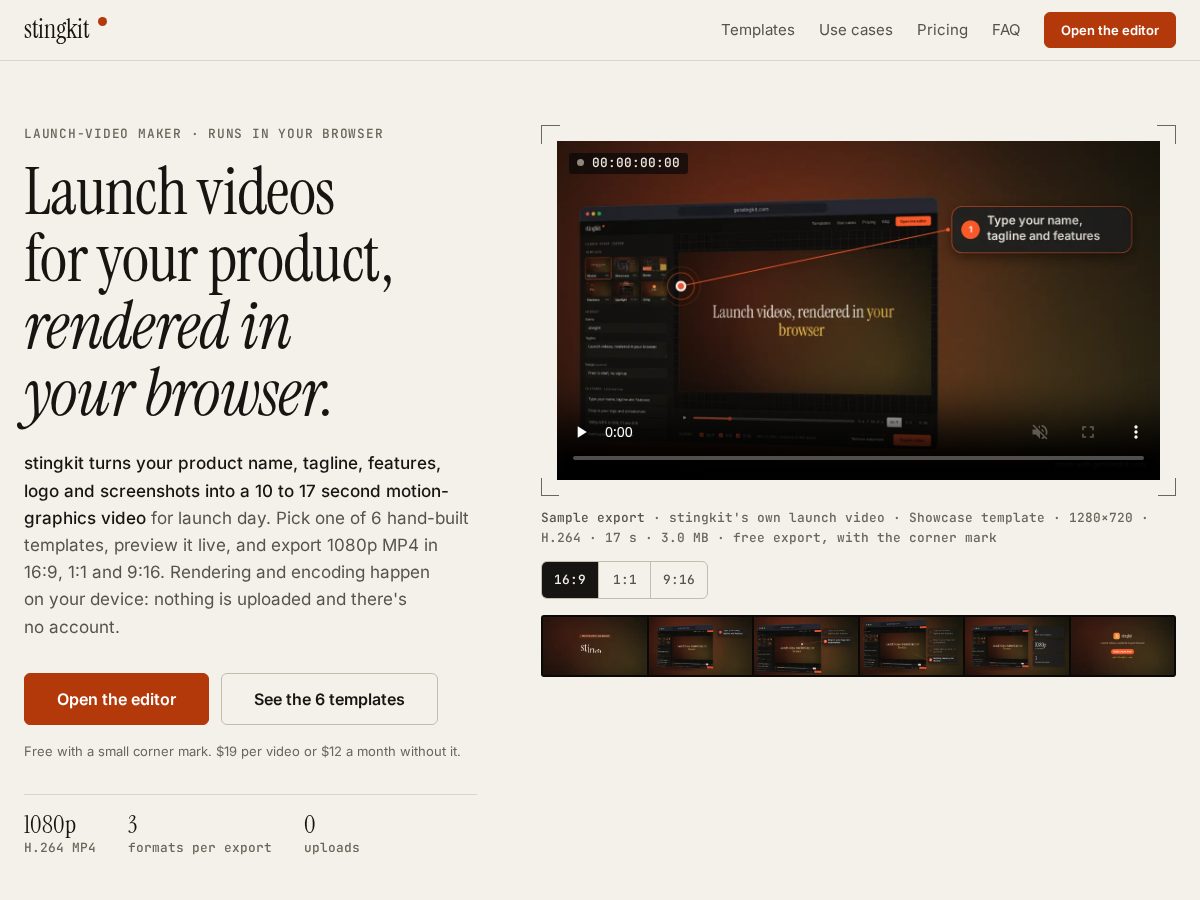 Landing-page snapshot of getstingkit.com