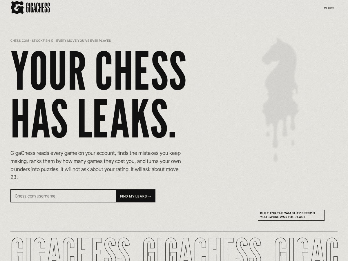 Landing-page snapshot of gigachess.app