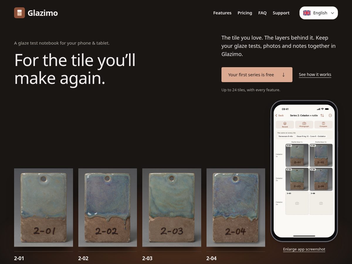Landing-page snapshot of glazimo.com