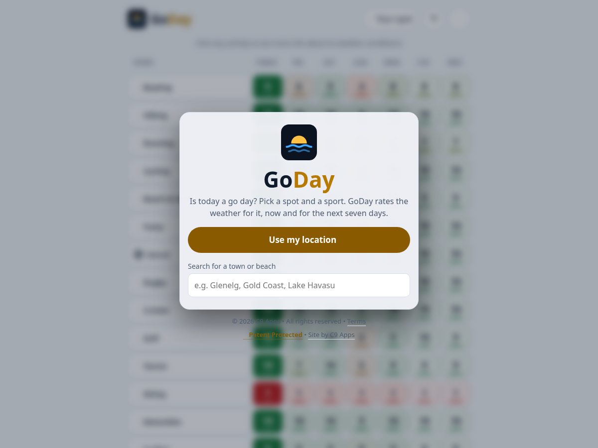 Landing-page snapshot of godayapp.com