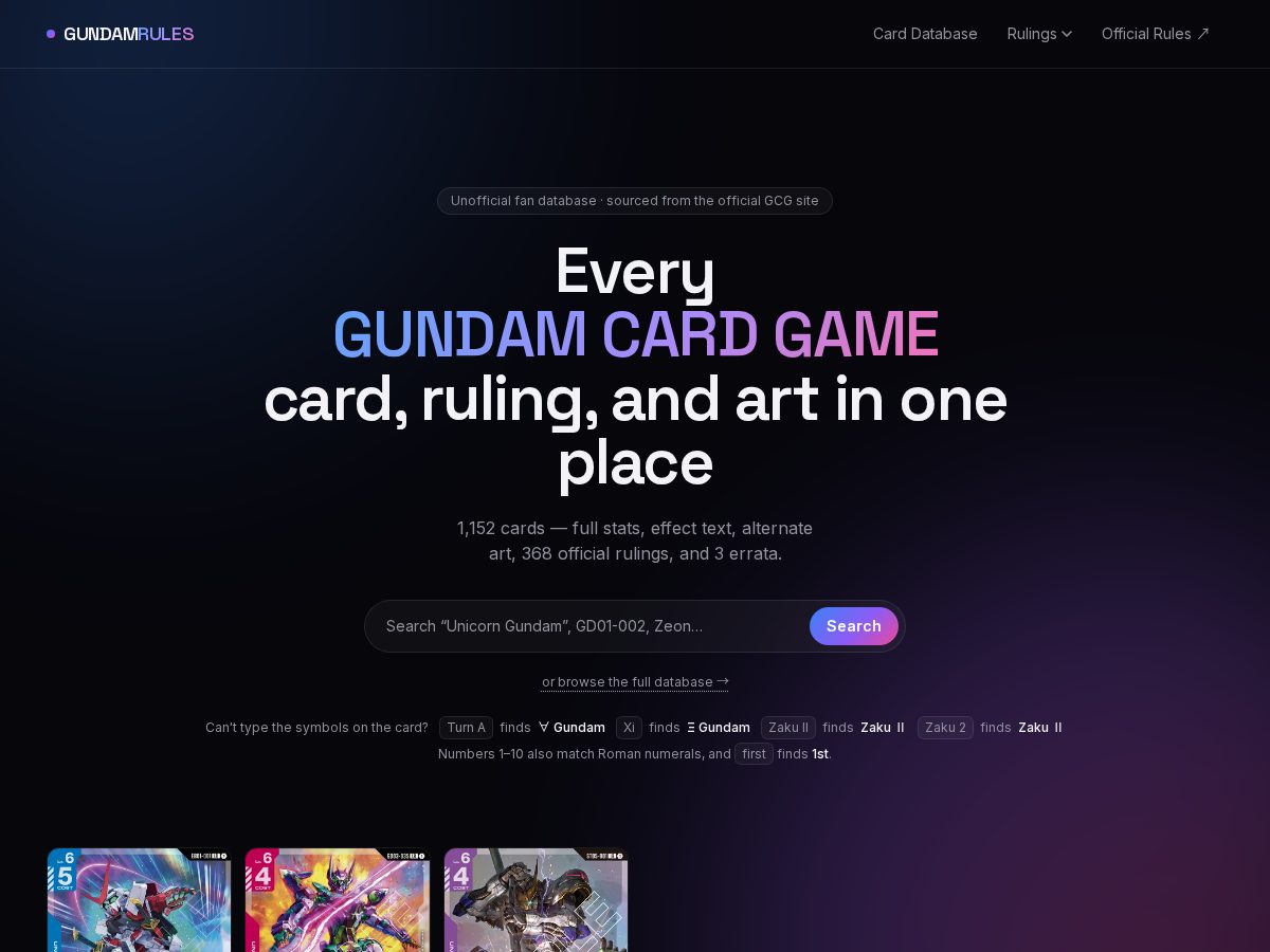 Landing-page snapshot of gundamrules.com