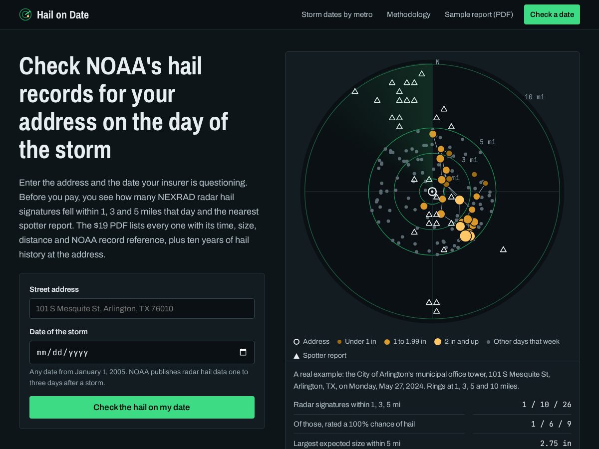 Landing-page snapshot of hailondate.com
