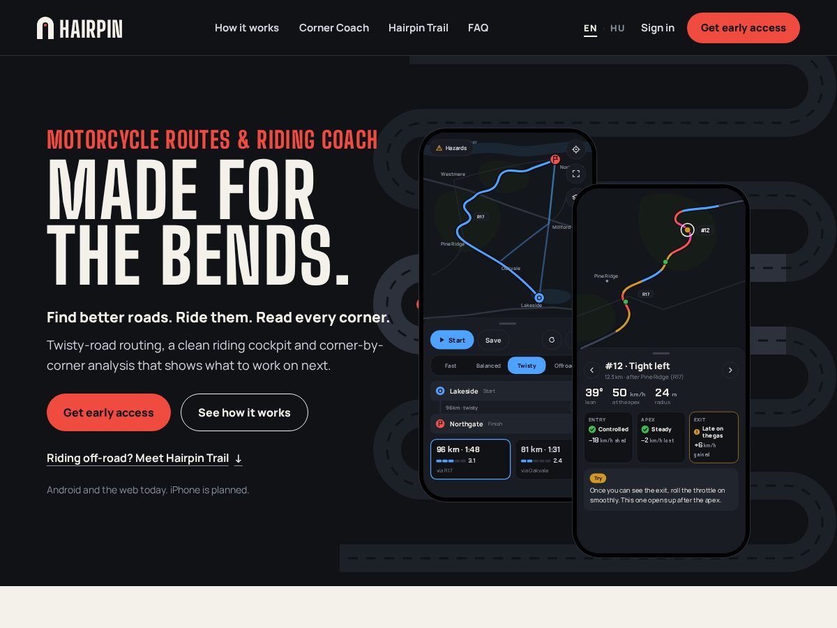 Landing-page snapshot of hairpinride.app