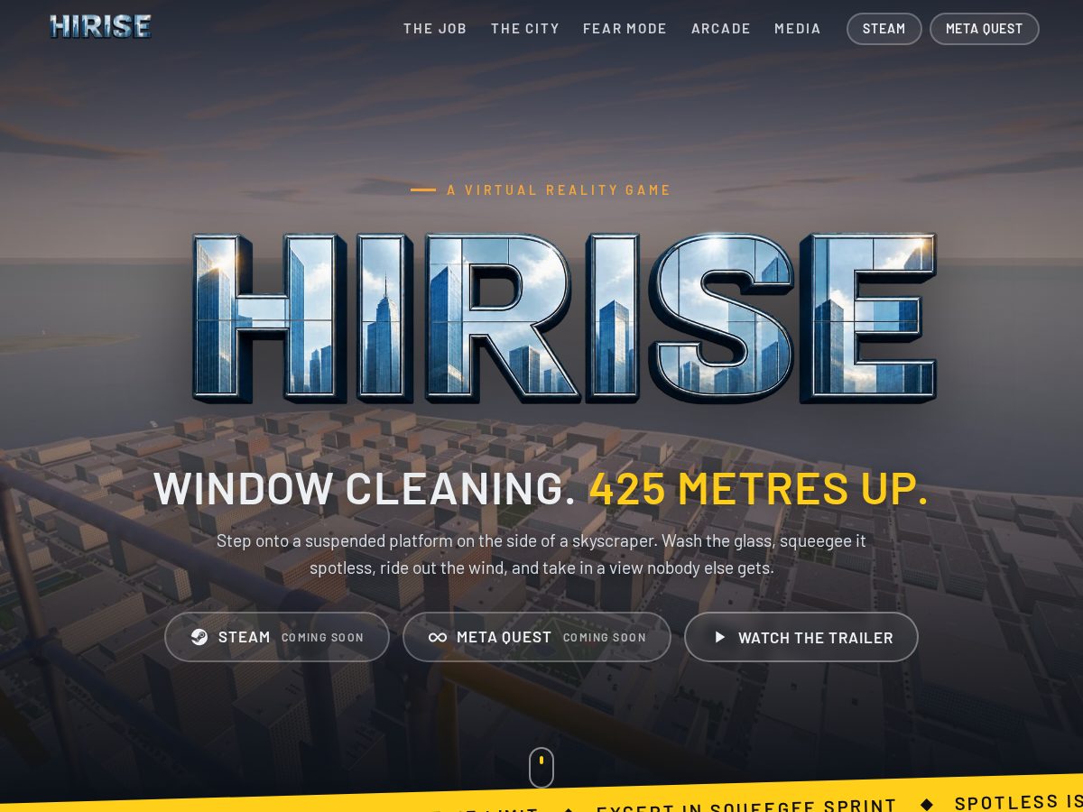 Landing-page snapshot of hirisegame.com