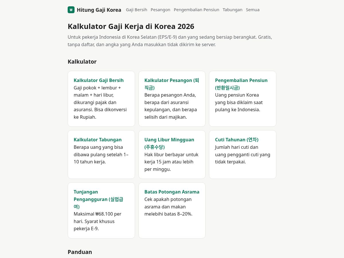 Landing-page snapshot of hitunggajikorea.com